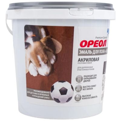 Лот: 24080850. Фото: 1. Эмаль Ореол, для пола, быстросохнущая... Краски, лаки, растворитель