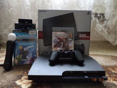 Лот: 1919663. Фото: 1. ps3+uncharted 3+ps move starter... Игровые приставки, консоли