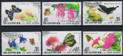 Лот: 10904454. Фото: 1. 1987. Корея. Бабочки. Полная серия... Марки
