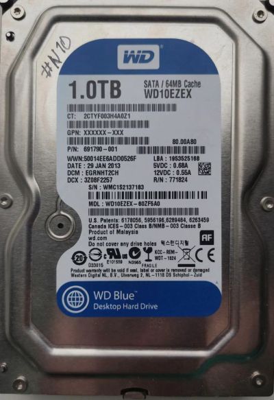 Лот: 24558010. Фото: 1. HDD WD10EZEX #N10. Жёсткие диски (HDD)