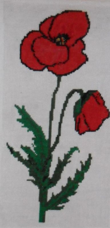 Лот: 6448779. Фото: 1. Вышитая картина, маки. Картины, рисунки