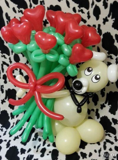 Лот: 9603505. Фото: 1. собачка с букетом из шаров. Воздушные шары