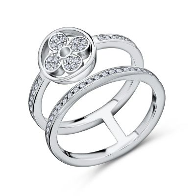 Лот: 23793032. Фото: 1. Серебряное кольцо с фианитами. Кольца, перстни