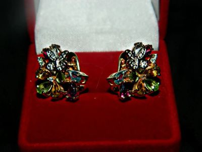Лот: 3970742. Фото: 1. серьги, 585 пробы, камни - аквамарины... Серьги, каффы