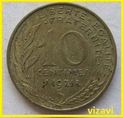 Лот: 15844995. Фото: 1. Франция 10 сантимов 1971 (№). Европа