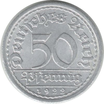 Лот: 13876651. Фото: 1. 50 пфеннигов. 1922 г. Германия и Австрия