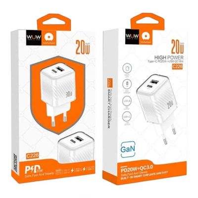 Лот: 25795127. Фото: 1. СЗУ WUW C226 1C1A QC3.0PD GaN... Зарядные устройства, блоки питания, адаптеры сетевые для смартфонов