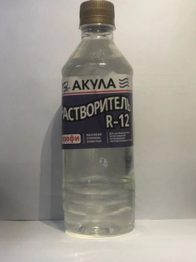 Лот: 15531877. Фото: 1. Растворитель Р-12 0,45л пластик... Краски, лаки, растворитель