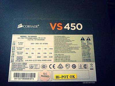 Лот: 4636165. Фото: 1. Corsair VS450. Корпуса, блоки питания