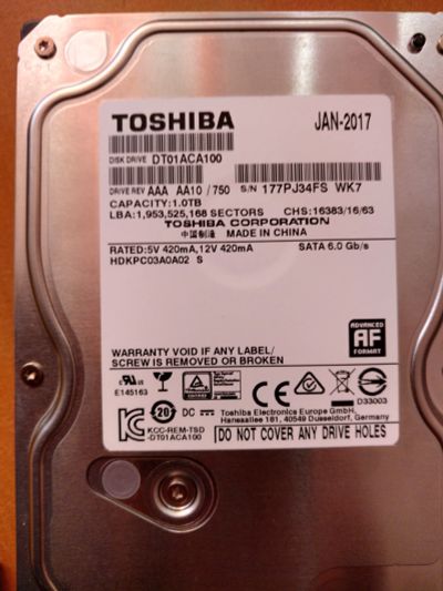 Лот: 12014677. Фото: 1. Toshiba1000Gb (почти новый). Жёсткие диски