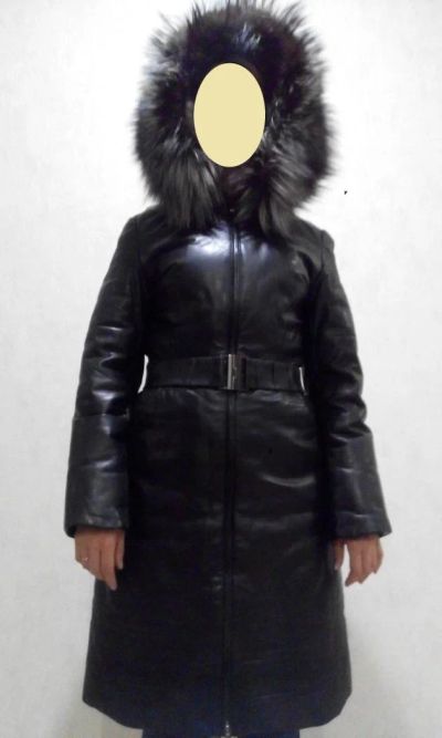 Лот: 6253547. Фото: 1. Кожаный пуховик (пальто). Верхняя одежда