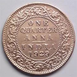 Лот: 10792158. Фото: 1. Британская Индия. 1/4 анна 1929г... Азия