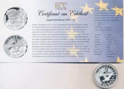 Лот: 5961447. Фото: 1. Швеция 1996 20 экю Ag Proof Август... Европа