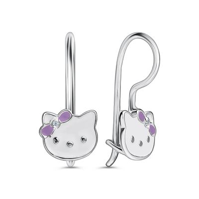 Лот: 23875856. Фото: 1. Серебряные детские серьги Кошка... Серьги, каффы