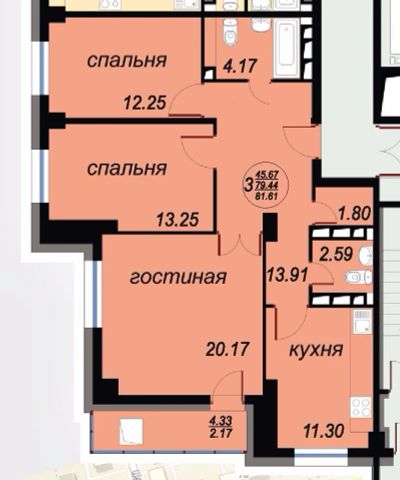 Лот: 7702811. Фото: 1. Продаётся 3-х комн. В районе Большой... Квартиры, студии
