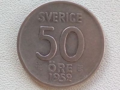 Лот: 14537373. Фото: 1. Монета Швеции 50 эре, серебро... Европа