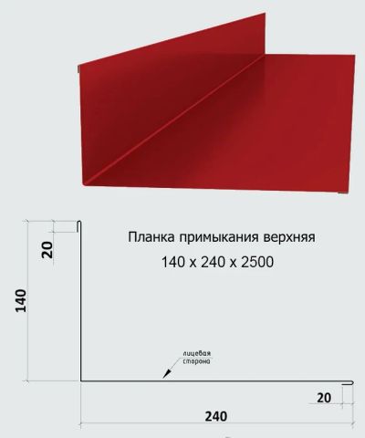 Лот: 8563653. Фото: 1. Примыкание верхнее 240х140 длина... Кровельные материалы