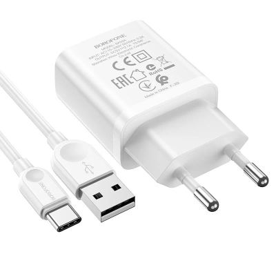 Лот: 18714763. Фото: 1. СЗУ Borofone BA52A, 1USB+кабель... Зарядные устройства, блоки питания, адаптеры сетевые для смартфонов