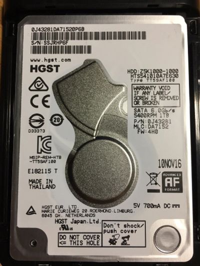 Лот: 12247844. Фото: 1. Жесткий диск HGST 1TB Z5K1000-1000... Жёсткие диски (HDD)
