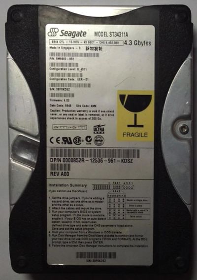 Лот: 5195201. Фото: 1. HDD / Seagate / Model: ST343311A... Жёсткие диски (HDD)