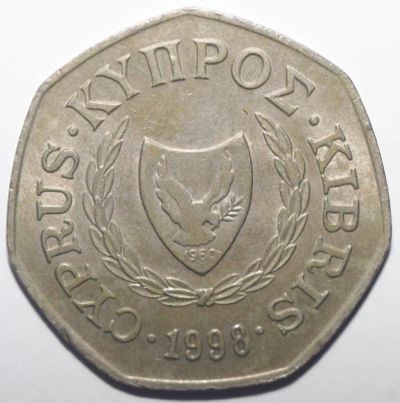 Лот: 2684176. Фото: 1. 50 центов 1998 год. Кипр. Европа