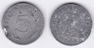 Лот: 3273812. Фото: 1. Германия 5 пфенигов 1942F. Германия и Австрия