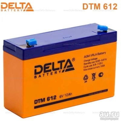 Лот: 9342966. Фото: 1. аккумулятор delta DTM 612 6V 12a... Аккумуляторы