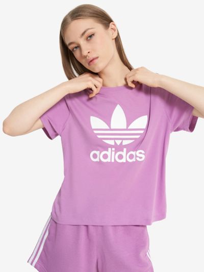 Лот: 24399205. Фото: 1. Футболка женская adidas, Фиолетовый. Другое (спортивная одежда)