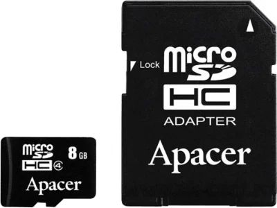 Лот: 5057844. Фото: 1. Карта памяти microSD HC 8 GB Apacer... Карты памяти
