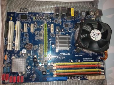 Лот: 18544819. Фото: 1. Матплата Asrock P43DE+процессор... Комплекты запчастей