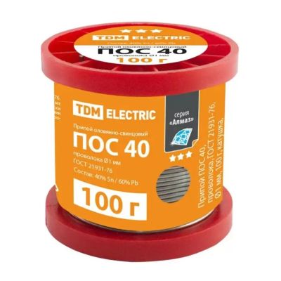 Лот: 24078064. Фото: 1. Припой POS40, проволка, TDM Electric... Электроды, проволока для сварки