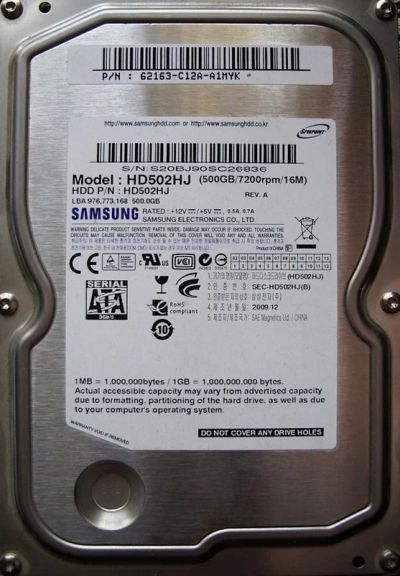 Лот: 4226207. Фото: 1. Жесткий диск SATA-II 500Gb Samsung... Жёсткие диски (HDD)