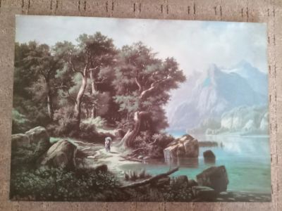 Лот: 17995909. Фото: 1. Картина "Горный пейзаж с озером... Картины, гравюры