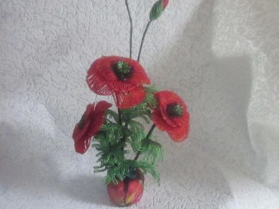 Лот: 7394646. Фото: 1. Цветы МАКА недорого с доставкой... Бисероплетение
