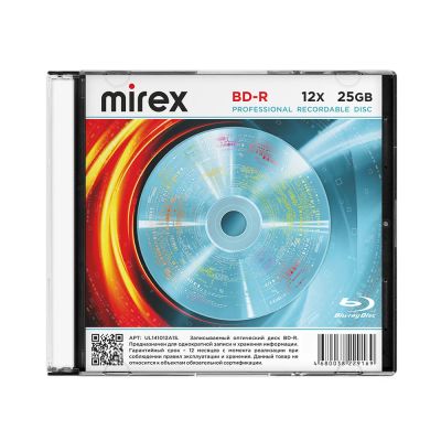 Лот: 21435349. Фото: 1. Диск BD-R MIREX 25 Gb, 12x, Slim... CD, DVD, BluRay