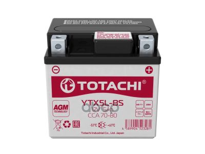 Лот: 21878266. Фото: 1. Акб Totachi Moto Ytx5l-Bs 5 А... Другое (автозапчасти)