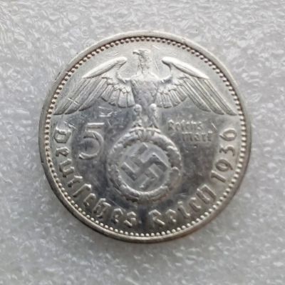 Лот: 11614713. Фото: 1. 5 марок 1936 г. Гинденбург. Германия и Австрия