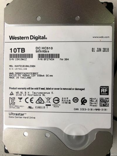 Лот: 14276146. Фото: 1. 10 ТБ Жесткий диск WD Ultrastar... Жёсткие диски (HDD)