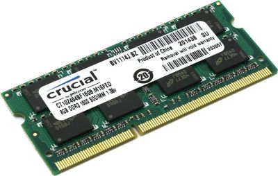 Лот: 11184554. Фото: 1. DDR-III SO-DIMM 8Gb Crucial CT102464BF160B... Оперативная память
