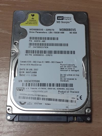 Лот: 20543723. Фото: 1. 80gb HDD 2.5" Sata для ноутбука... Жёсткие диски