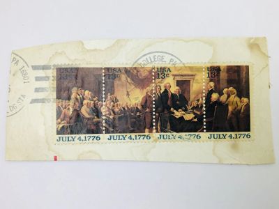 Лот: 23963950. Фото: 1. Вырезка с конверта. Двухсотлетие... Марки