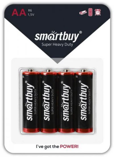 Лот: 18072573. Фото: 1. Батарейки АА 4шт Smartbuy Black... Батарейки, аккумуляторы, элементы питания