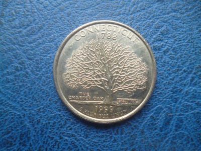 Лот: 11299337. Фото: 1. 25 центов 1999 года Штат Коннектикут... Америка