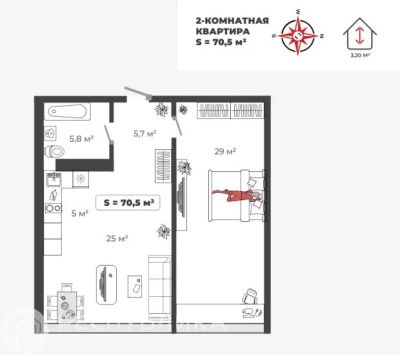 Лот: 21215114. Фото: 1. Продажа Квартира Абакан, Авиаторов... Квартиры, студии