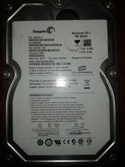 Лот: 6106847. Фото: 1. Жесткий диск HDD 750Гб Рабочий... Жёсткие диски (HDD)