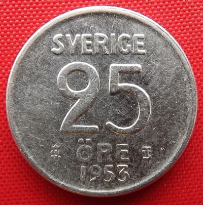 Лот: 4080310. Фото: 1. (№3393) 25 эре 1953 (Швеция). Европа