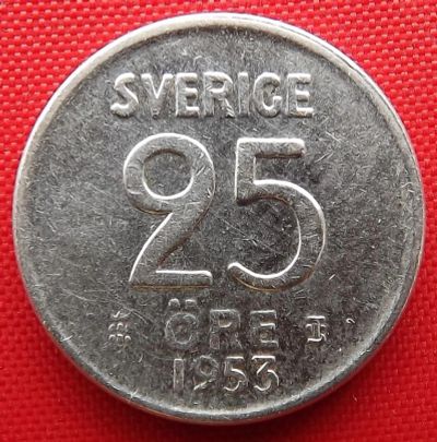 Лот: 4080310. Фото: 1. (№3393/LF) 25 эре 1953 (Швеция... Европа