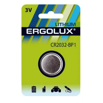 Лот: 24572756. Фото: 1. Батарейка Ergolux CR2032, 1,5В... Батарейки, аккумуляторы, элементы питания