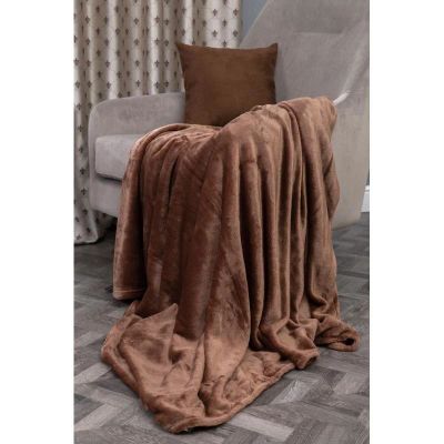 Лот: 14459243. Фото: 1. Плед микрофибра PRESTIGE коричневый... Постельное бельё