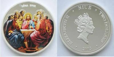 Лот: 8164106. Фото: 1. Ниуэ 2 доллара 2013 Тайная вечеря... Австралия и Океания